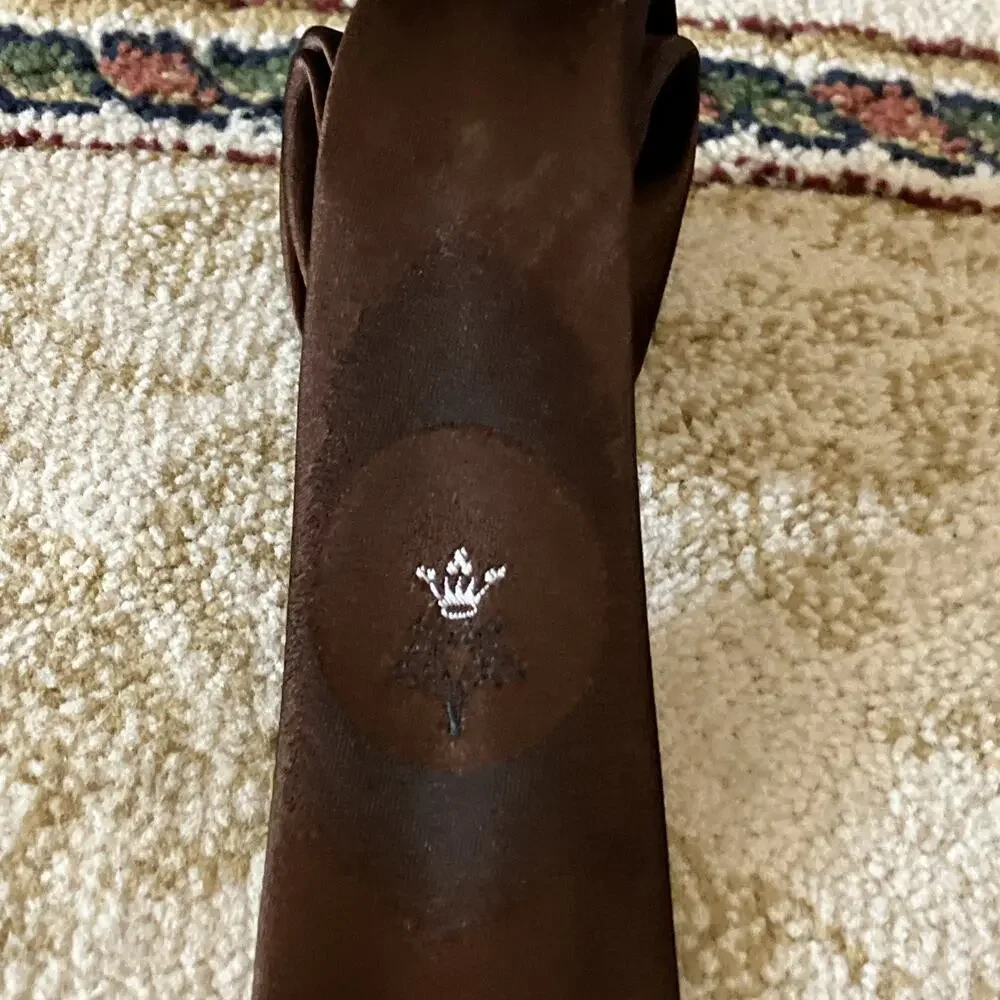 MCM Necktie Ultra Thin Tie Jazz Rat Pack Madmen Atomic Brown Kingpin 1960s vtg